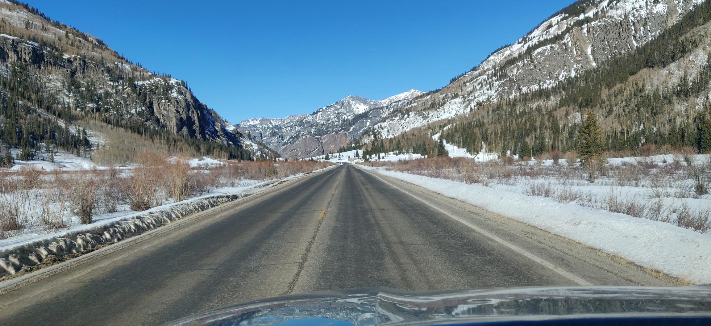 Driving North towards Ouray, CO from Red Mountain Pass